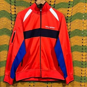 Vintage Polo Sport Ralph Lauren Colorblock Track Jacket Orange Blue Red - L